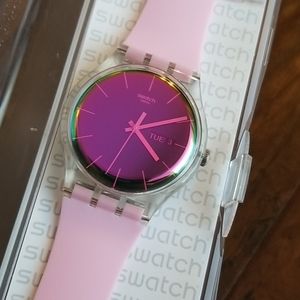 NWT🏷⌚ Pink Silicone Band & Face SWATCH Watch!